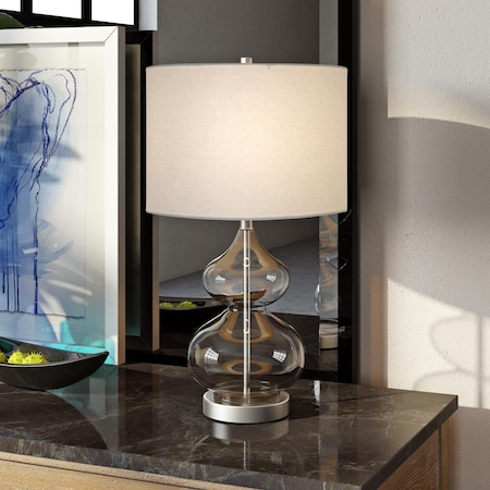 Henn & Hart Katrin Clear Glass Table Lamp with Satin Nickel Accents TL0129